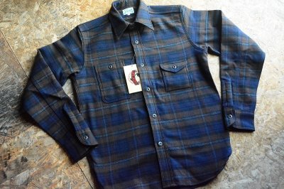 画像1: JELADO2024AW ウールコットンダークチェックスモーカーシャツ「Smoker Shirt」